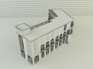 White hotel building model 3D Модель