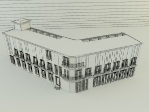 White hotel building model 3D Модель