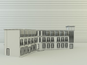 White hotel building model 3D Модель
