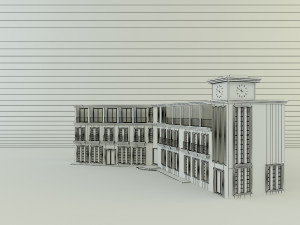 White hotel building model 3D Модель