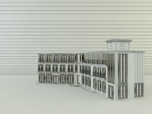 White hotel building model 3D Model