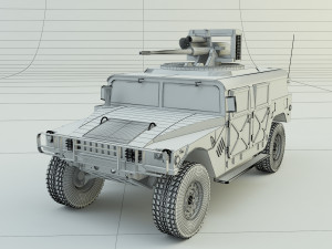 Hummer h1 military vehicle Modelo 3D