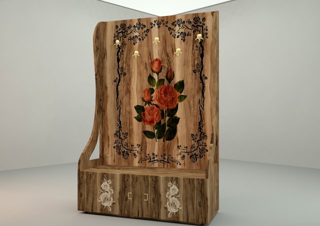 Coat hanger-coat stand with floral pattern 3D Модель .c4d .max .obj .3ds .fbx .stl .blend 