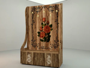 Kleerhanger-kapstok met bloemmotief 3D Model