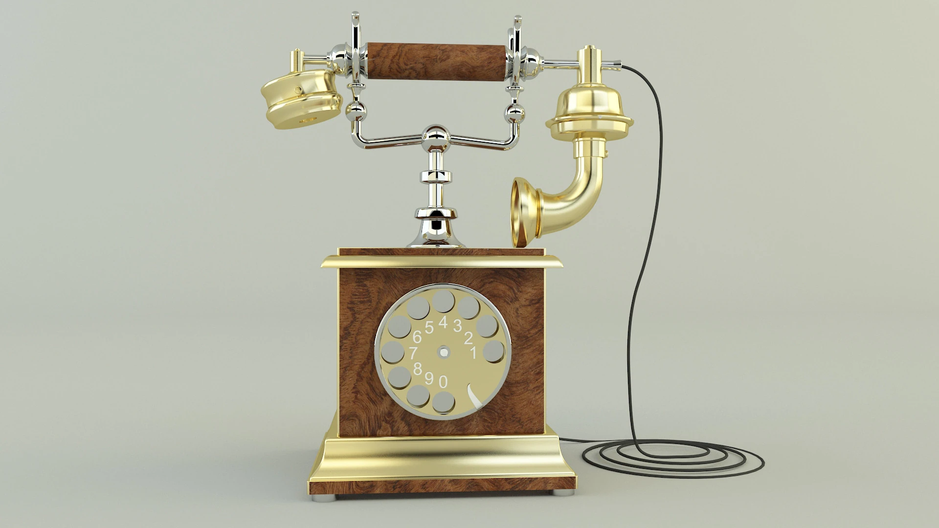 Antique telephone 3D Model .c4d .max .obj .3ds .fbx .stl .blend 