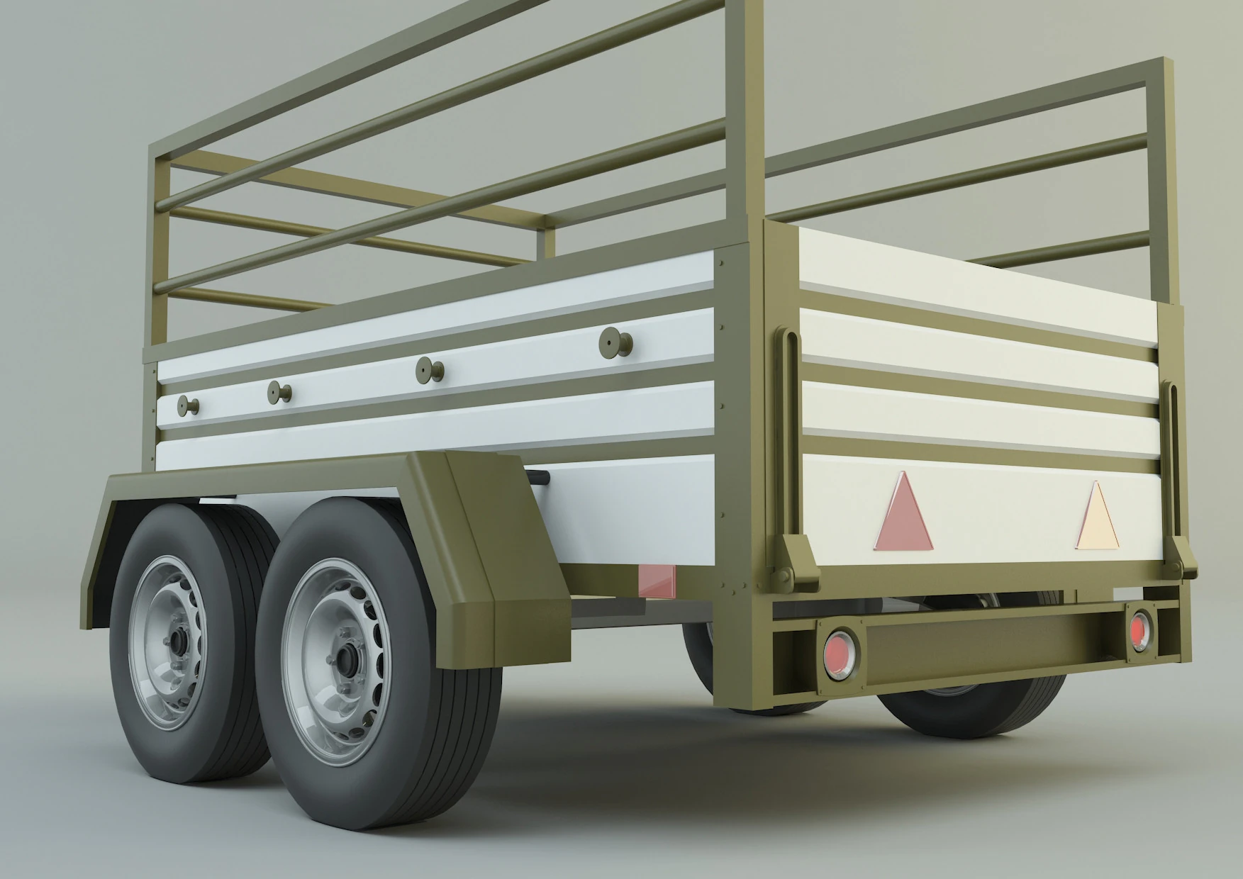 Double axle trailer model 3D Model .c4d .max .obj .3ds .fbx .stl .blend 