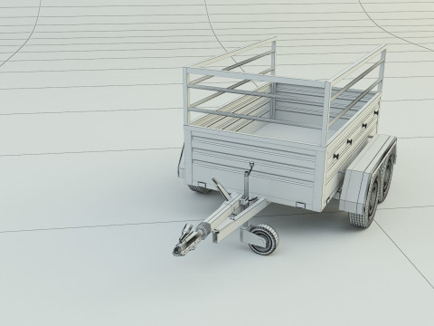 Double axle trailer model 3Dモデル