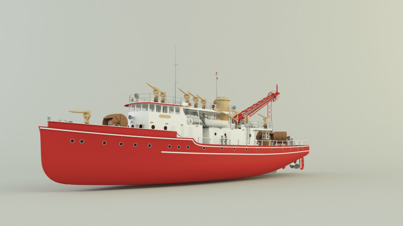 Fire Fighter ship Model 3D .c4d .max .obj .3ds .fbx .stl .blend 