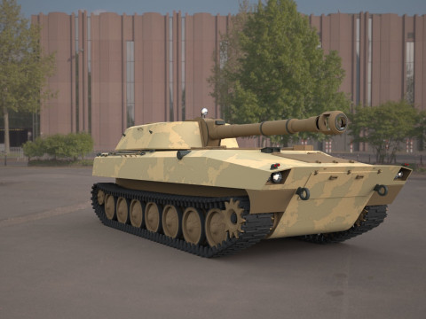 2s1 gvozdika 122mm Modello 3D