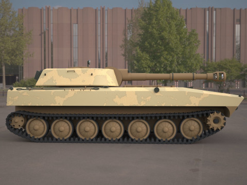 2s1 gvozdika 122mm Modello 3D