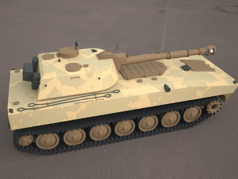 2s1 gvozdika 122mm Modello 3D