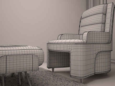 3ds max green sofa model 3D Модель