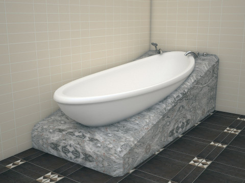 3ds max white bath tub model Modello 3D