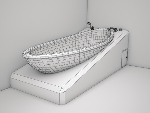 3ds max white bath tub model Modello 3D