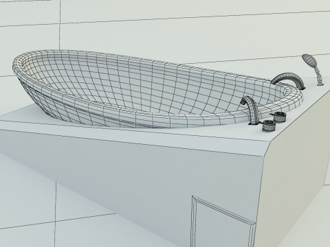 3ds max white bath tub model Modello 3D