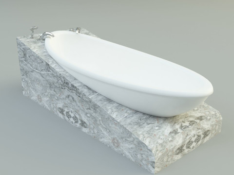 3ds max white bath tub model Modello 3D