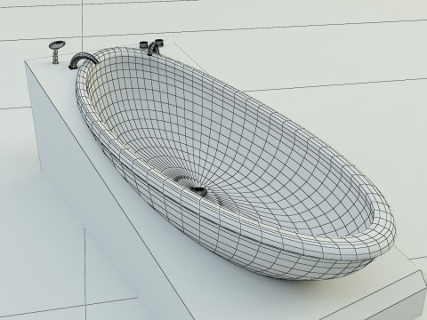 3ds max white bath tub model Modello 3D