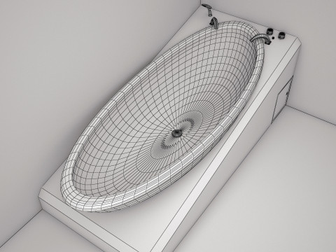 3ds max white bath tub model Modello 3D
