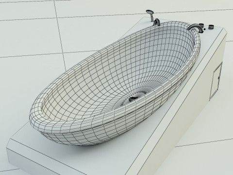 3ds max white bath tub model Modello 3D