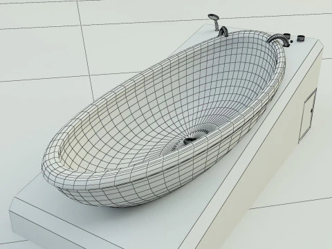 3ds max white bath tub model 3D Model