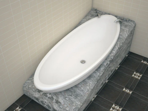 3ds max white bath tub model 3D Model
