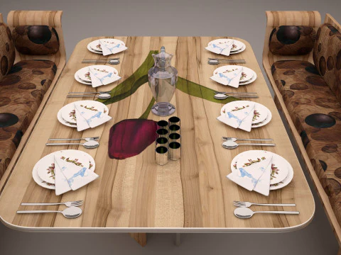 3DS レストランテーブルモデル 3Dモデル