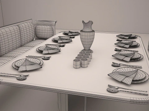 3DS レストランテーブルモデル 3Dモデル