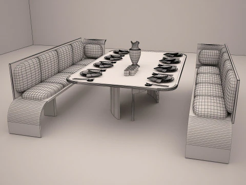 3DS レストランテーブルモデル 3Dモデル