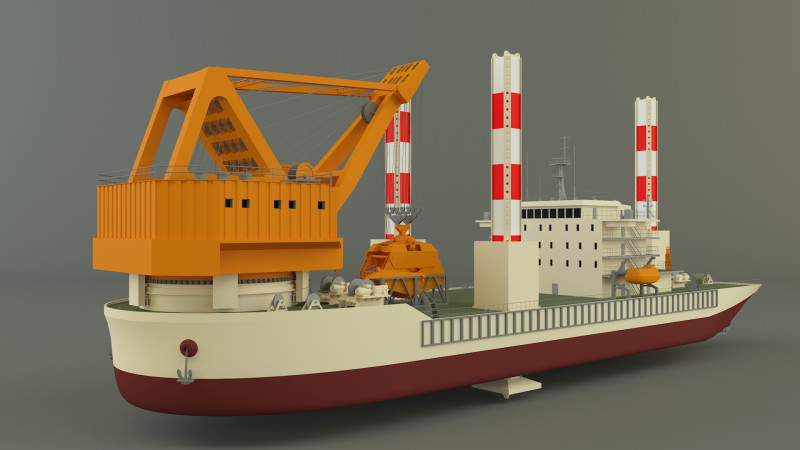 Zmpc 220t grab dredger 3D Модель .c4d .max .obj .3ds .fbx .stl .blend