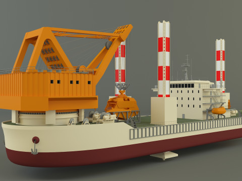 Zmpc 220t grab dredger Model 3D