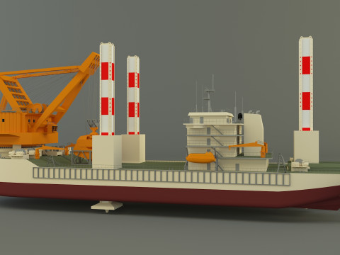 Zmpc 220t grab dredger 3D Модель