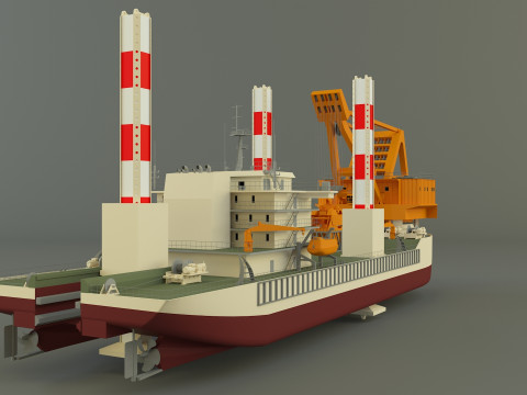 Zmpc 220t grab dredger 3D Модель