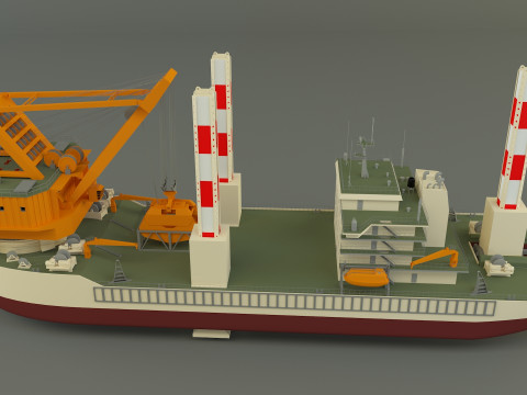 Zmpc 220t grab dredger 3D Модель