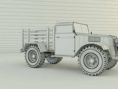 Military pickup truck 3D Model