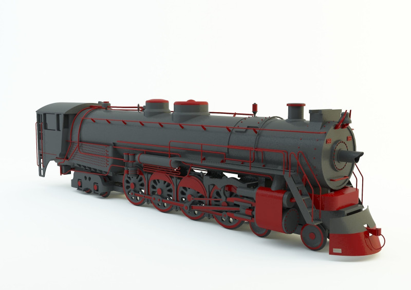 Black locomotive 3D Модель .c4d .max .obj .3ds .fbx .stl .blend 