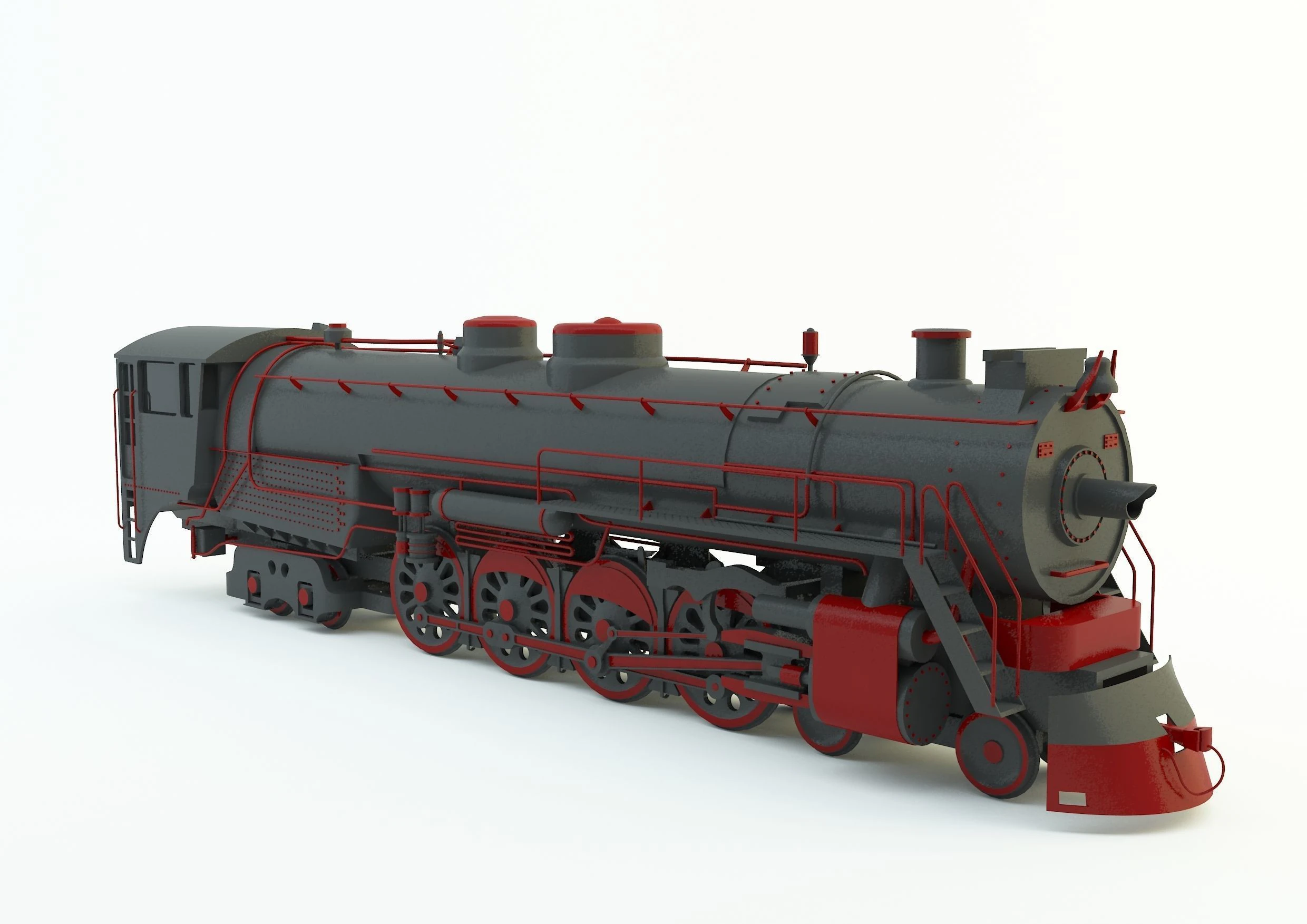 Black locomotive 3D Model .c4d .max .obj .3ds .fbx .stl .blend 