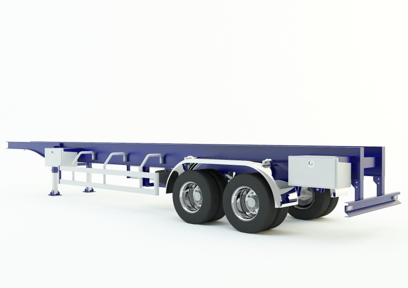 Blue truck trailer 3D Model .c4d .max .obj .3ds .fbx .stl .blend 