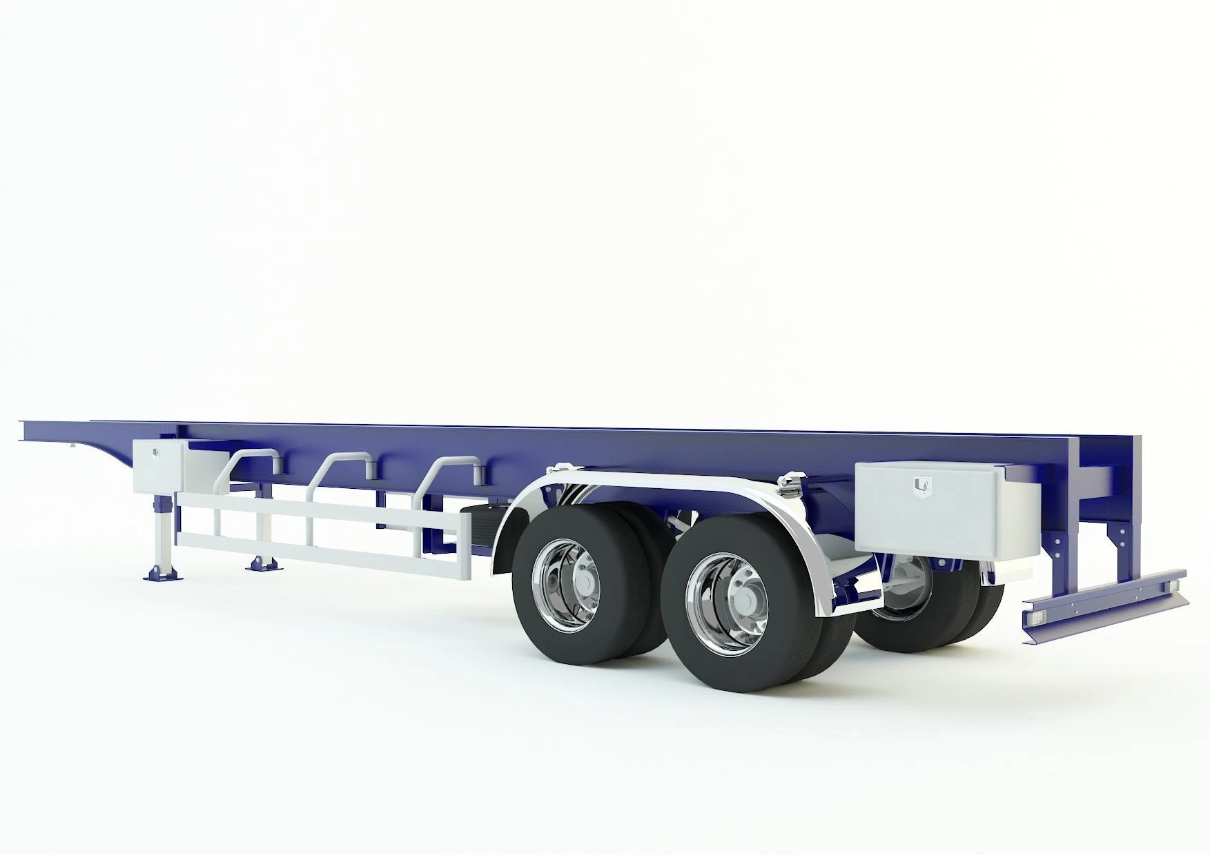Blue truck trailer 3D Model .c4d .max .obj .3ds .fbx .stl .blend