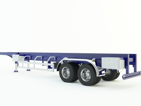 Blue truck trailer 3D 모델
