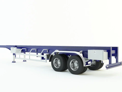 Niebieska przyczepa do ciężar&oacute;wki Model 3D