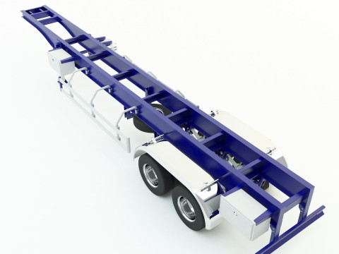 Blue truck trailer 3D Model