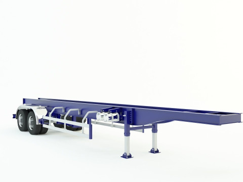 Blue truck trailer 3D Model