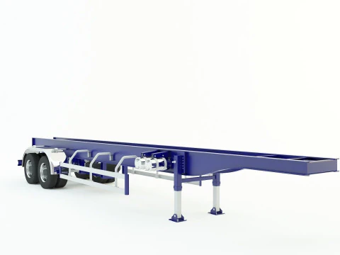 Blue truck trailer 3D Model