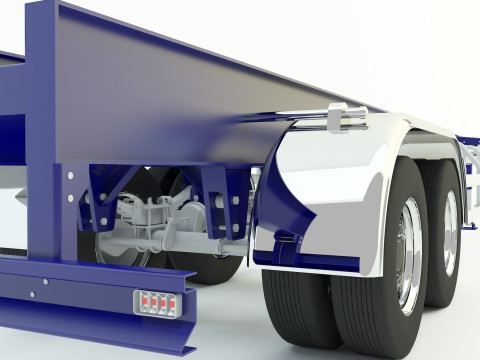 Blue truck trailer 3D Model