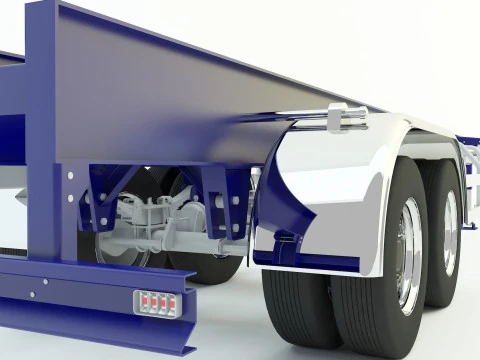 Blue truck trailer 3D Model
