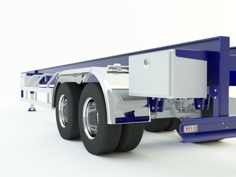 Blue truck trailer 3D Model