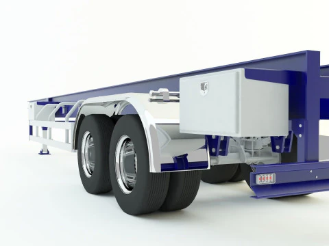 Blue truck trailer 3D Model