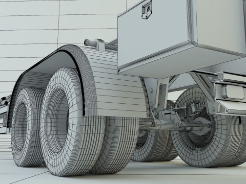 Blue truck trailer 3D Model