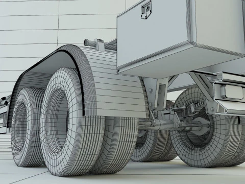 Blue truck trailer 3D Model