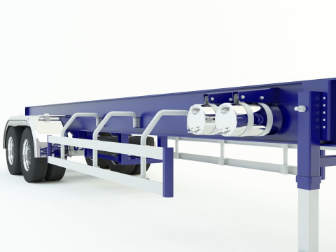 Blue truck trailer 3D Model